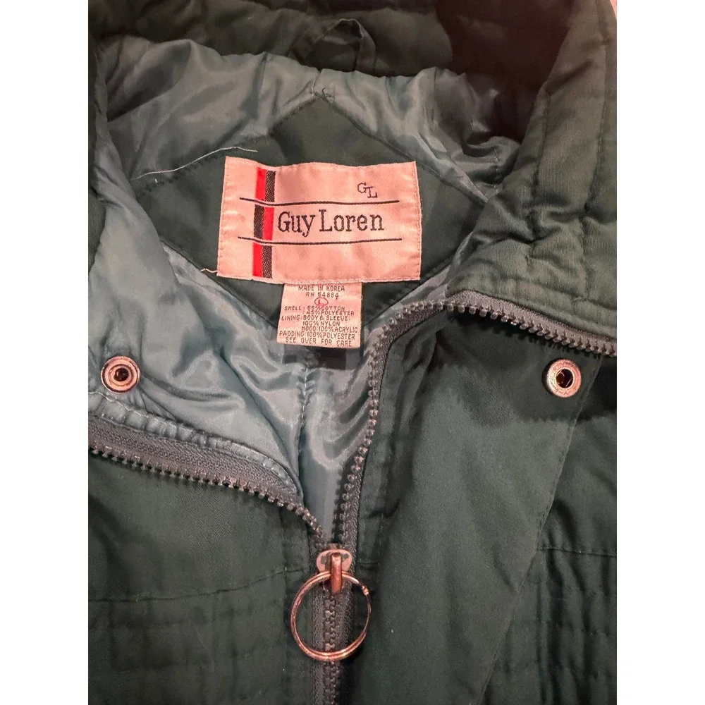 Vintage Guy Loren Teal Green Field Jacket Mens Large Quilted Lining Utility Coat